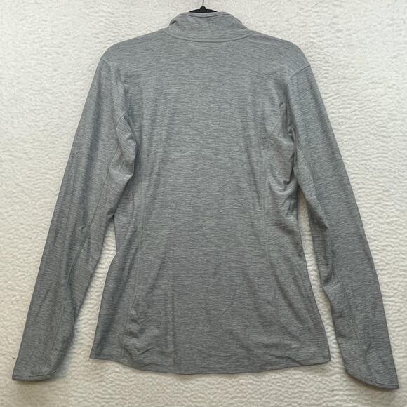 North Face Womens Medium Gray 1/4 Zip Pullover Stretch Thumb Holes Athletic Top - Picture 1 of 15